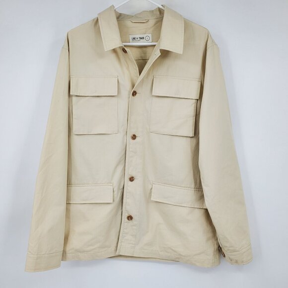 Line of Trade Khaki Utility Button Up Long Sleeve Chore Shirt Size Large - Picture 1 of 10